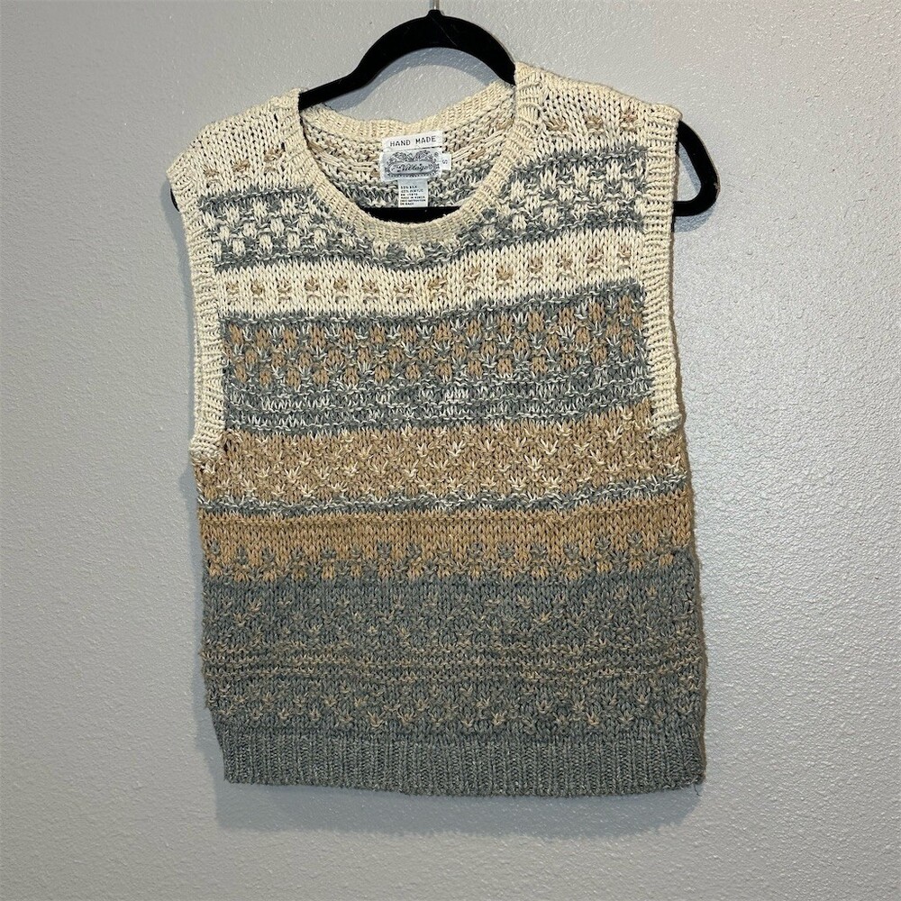 Vintage The Villager Sweater Vest Womens Size S Neutral Fair Isle
